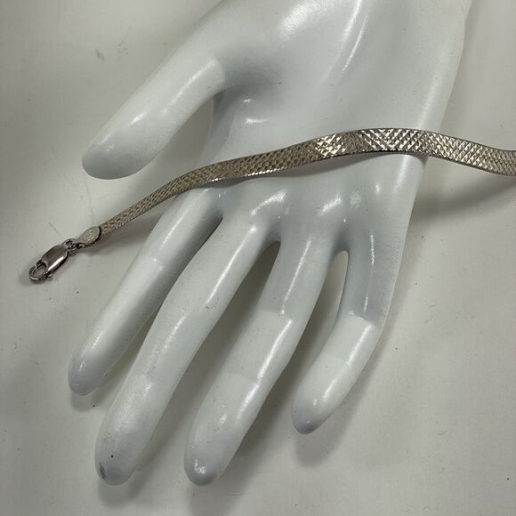 Etched Pattern Design Bracelet Signed Italy Rose/Pink 925 Sterling Silver 7" - Picture 14 of 16